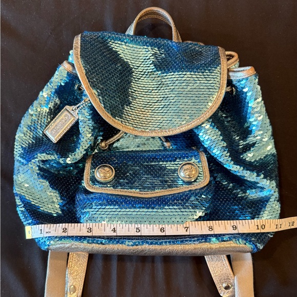🩵✨ Coach Poppy Spotlight Turquoise Sequin Sparkly Limited Edition Backpack - Picture 17 of 17